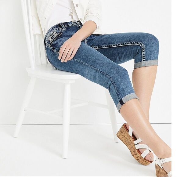 Vigoss Jeans Heritage Fit Capri womens Size 6 L 25 roll cuff blue - Picture 2 of 10